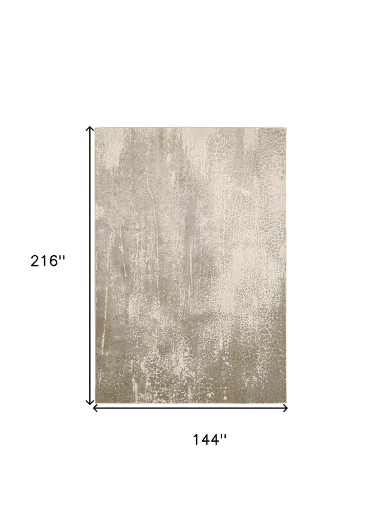 12' X 18' Gold Gray And Ivory Abstract Area Rug