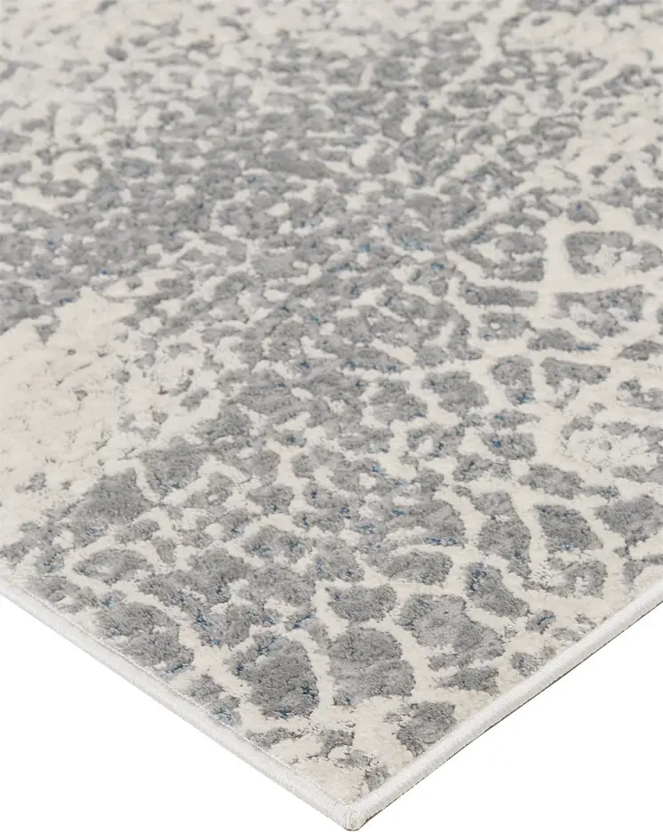 7' X 10' Gray Blue and Ivory Abstract Non Skid Area Rug