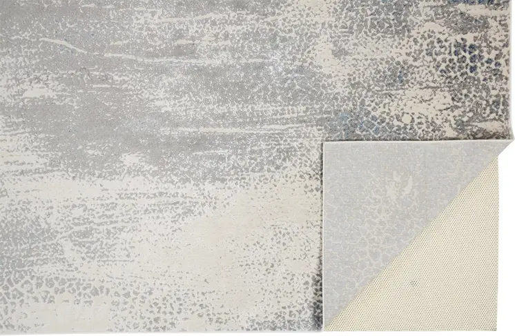 7' X 10' Gray Blue and Ivory Abstract Non Skid Area Rug