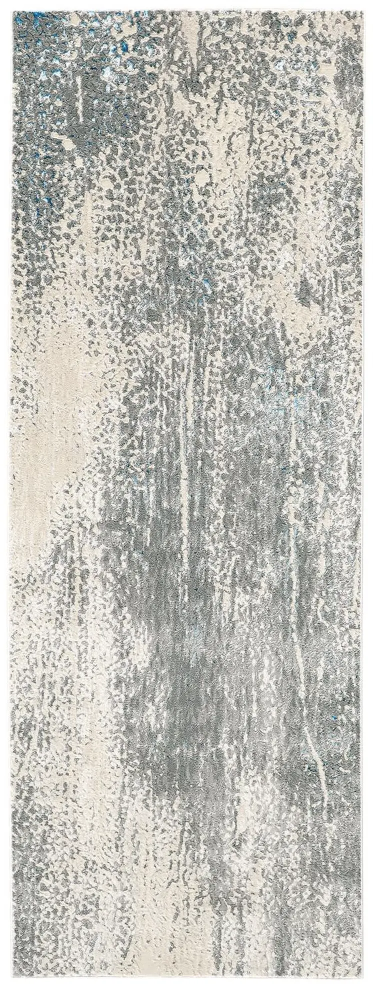 8' Gray and Ivory Abstract Power Loom Runner Rug