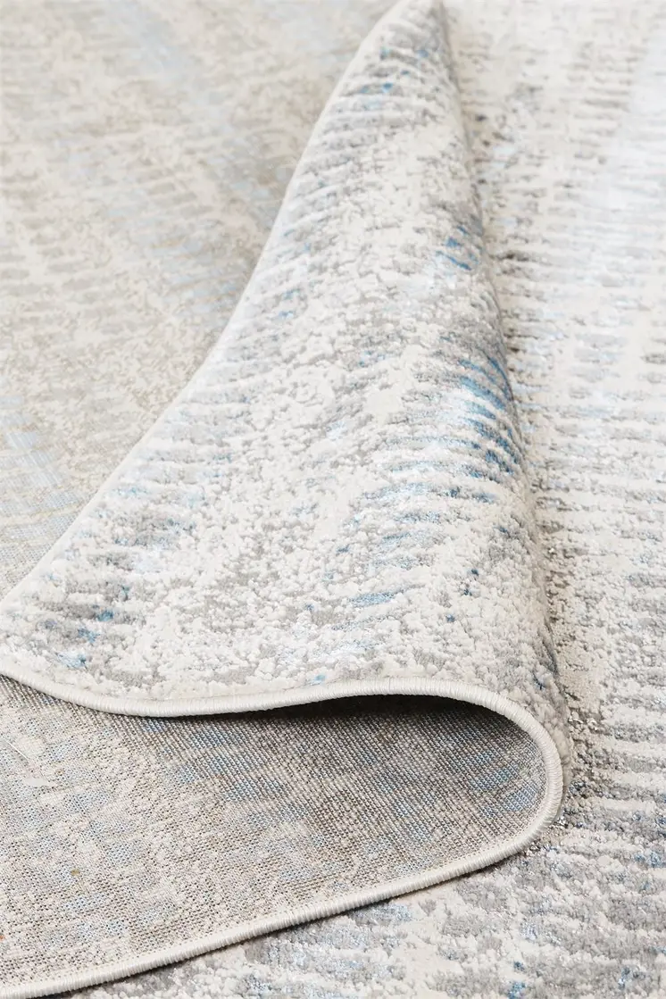 4' X 6' Blue and Ivory Abstract Non Skid Area Rug