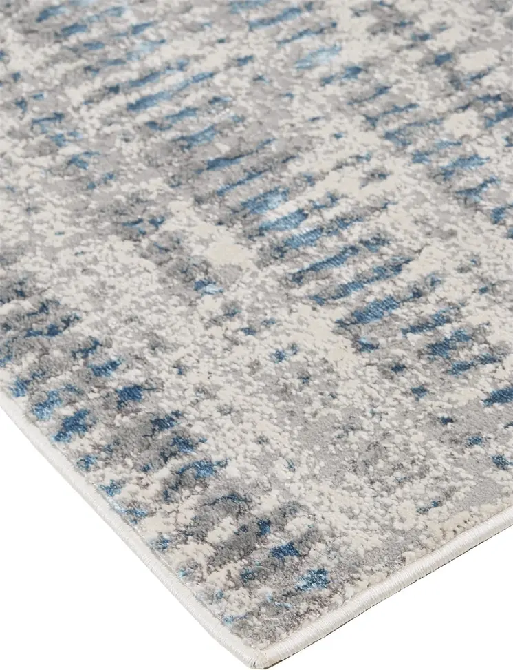 5' X 8' Blue and Ivory Abstract Non Skid Area Rug