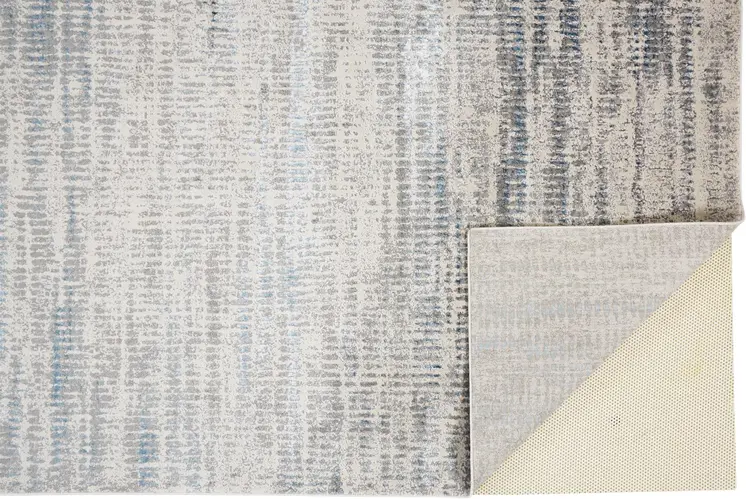 5' X 8' Blue and Ivory Abstract Non Skid Area Rug