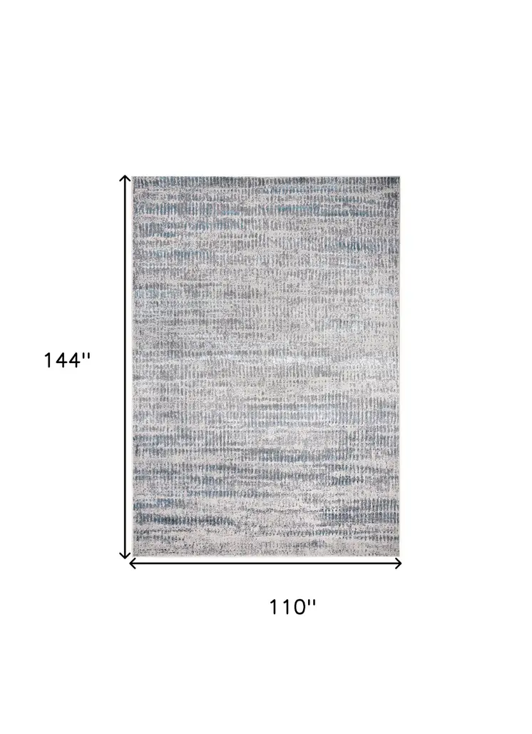 9' X 12' Blue Gray And Ivory Abstract Area Rug