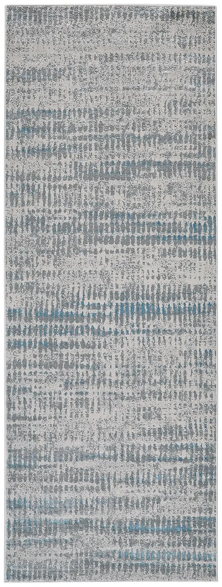 8' Gray and Ivory Abstract Power Loom Runner Rug