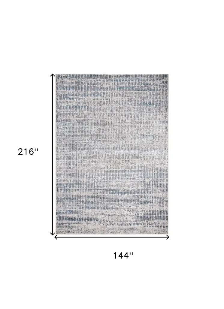 12' X 18' Blue Gray And Ivory Abstract Area Rug