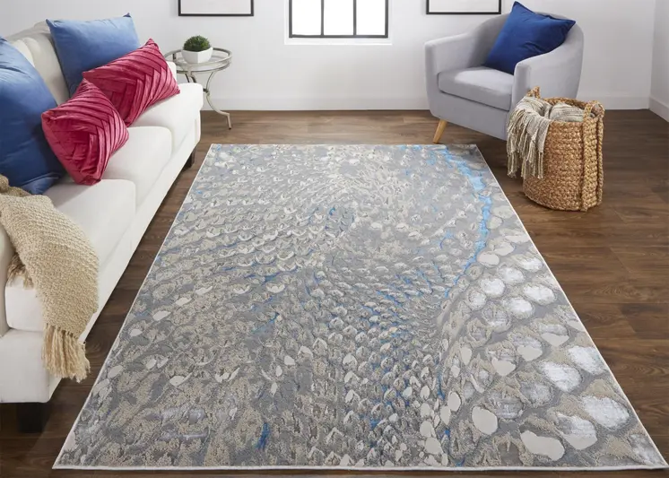 8' X 10' Gray Geometric Non Skid Area Rug