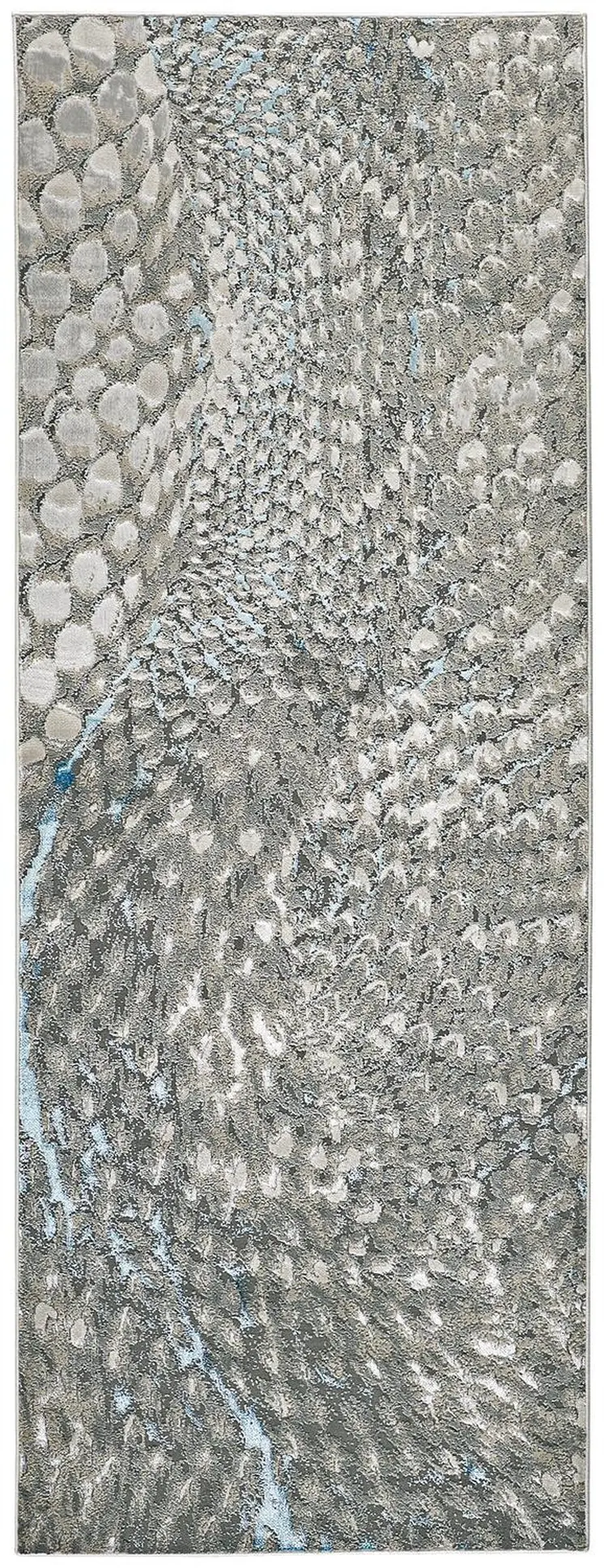 8' Blue and Gray Abstract Power Loom Runner Rug