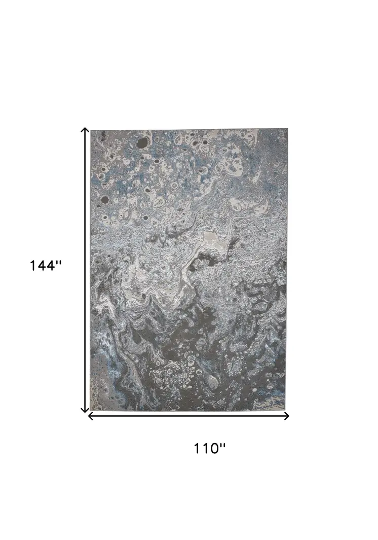 9' X 12' Blue and Gray Abstract Power Loom Area Rug