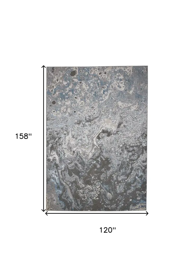 10' X 13' Blue and Gray Abstract Power Loom Area Rug