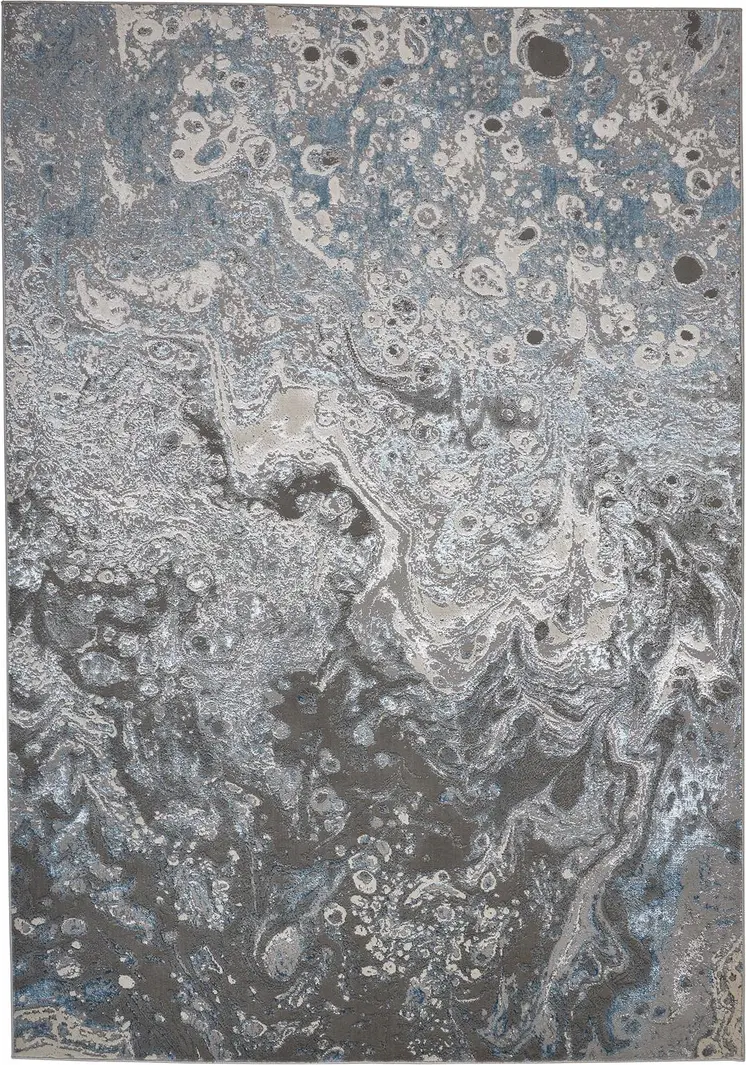 10' X 13' Blue and Gray Abstract Power Loom Area Rug