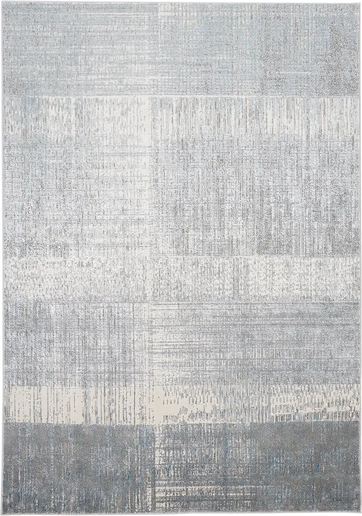 5' X 8' Gray and White Abstract Non Skid Area Rug