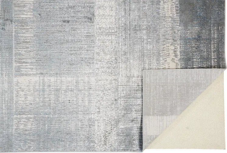 5' X 8' Gray and White Abstract Non Skid Area Rug