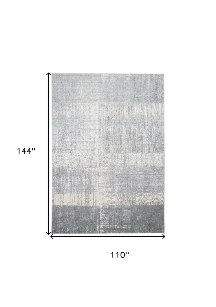 9' X 12' White Gray And Blue Abstract Area Rug