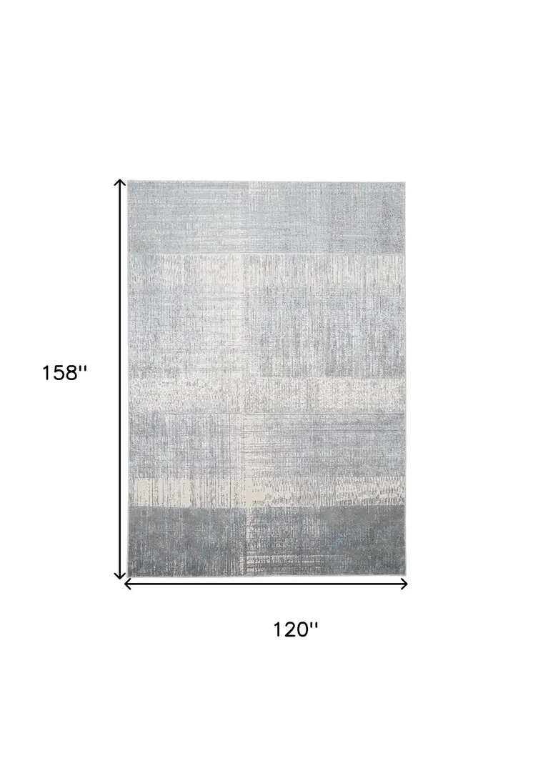 10' X 13' White Gray And Blue Abstract Stain Resistant Area Rug