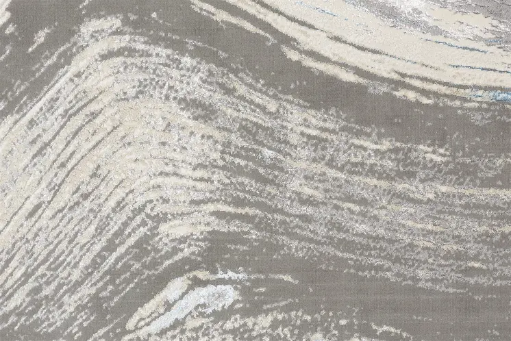 9' X 12' Gray Ivory And Blue Abstract Area Rug