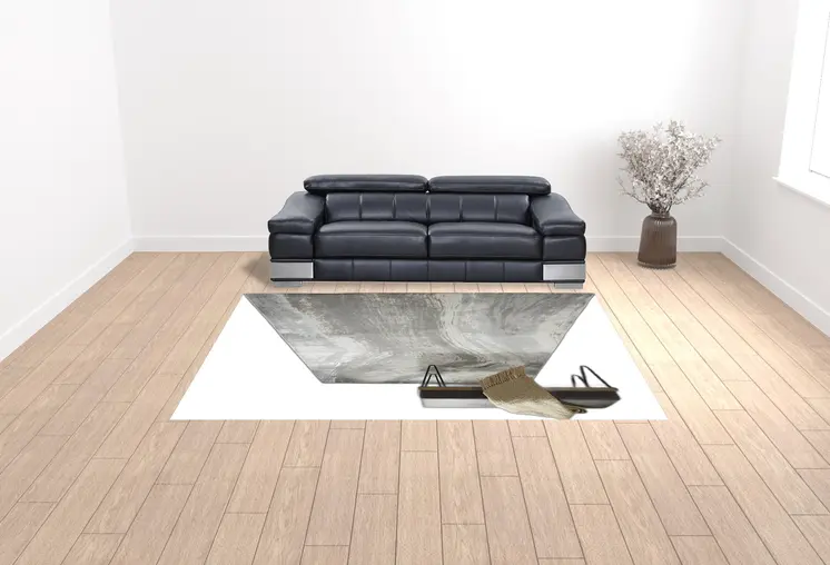 9' X 12' Gray Ivory And Blue Abstract Area Rug