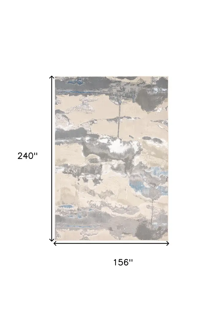 13' X 20' Gray and Ivory Abstract Area Rug