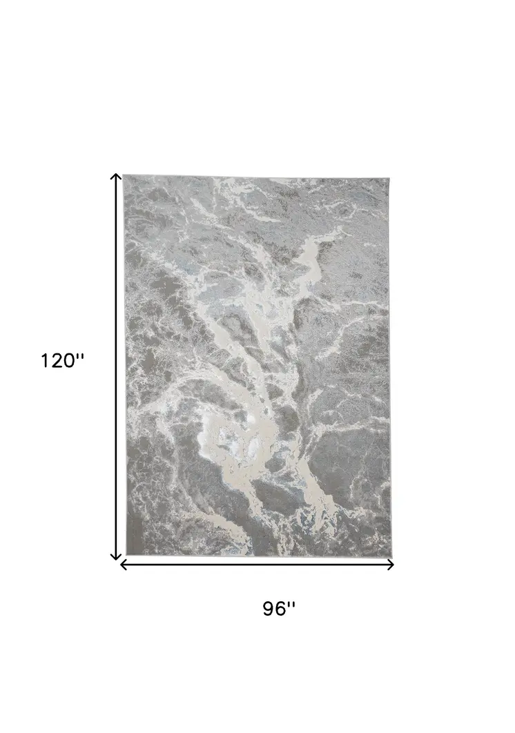 8' X 10' Gray and Ivory Abstract Area Rug