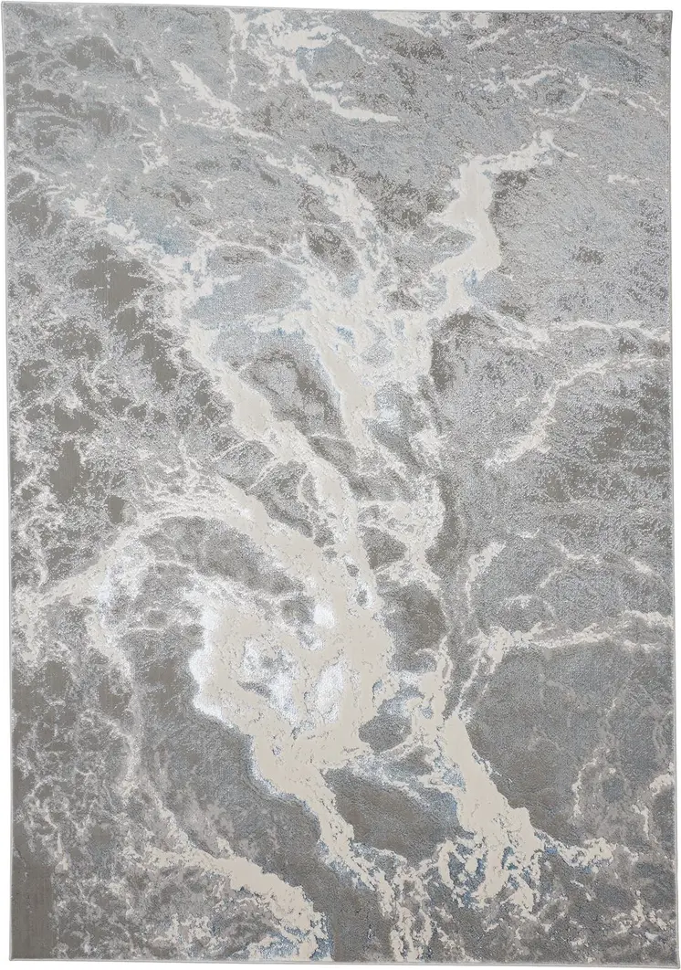 10' X 13' Gray and Ivory Abstract Power Loom Area Rug
