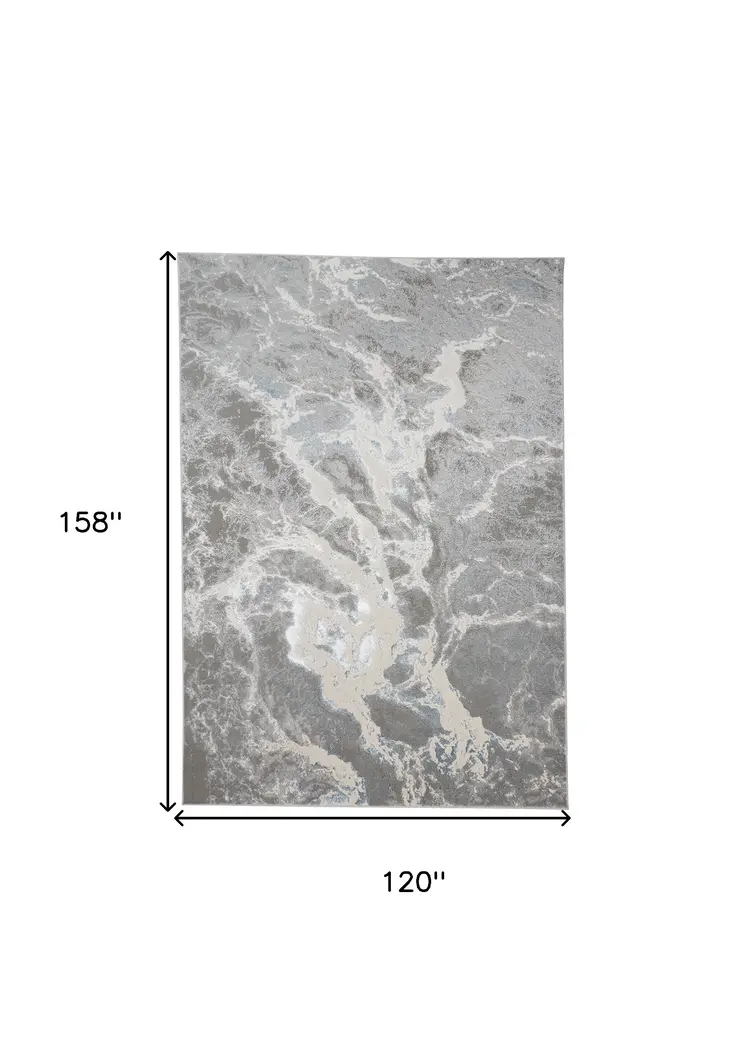 10' X 13' Gray and Ivory Abstract Power Loom Area Rug