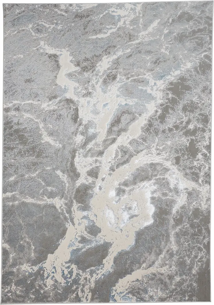 10' X 13' Gray and Ivory Abstract Power Loom Area Rug