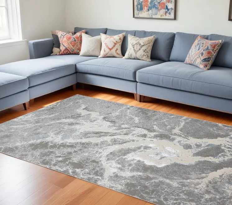 13' X 20' Gray and Ivory Abstract Area Rug