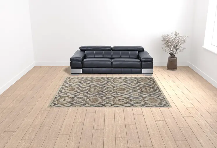 9' X 12' Ivory Gray And Taupe Wool Floral Hand Knotted Stain Resistant Area Rug