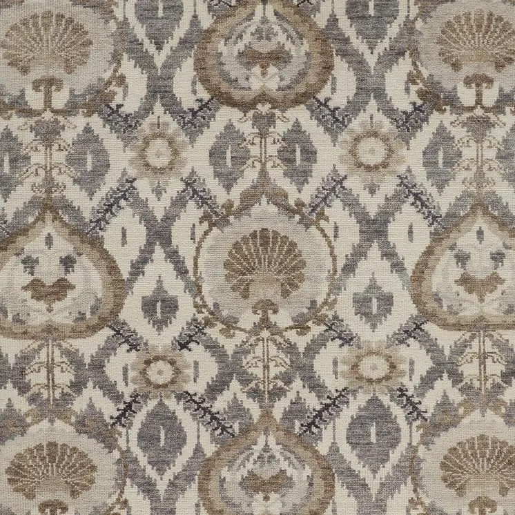12' X 15' Ivory Gray And Taupe Wool Floral Hand Knotted Stain Resistant Area Rug