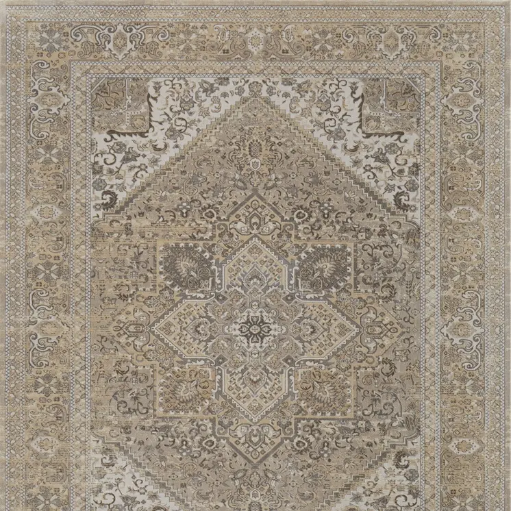 10' X 14' Brown Ivory And Tan Floral Power Loom Distressed Area Rug