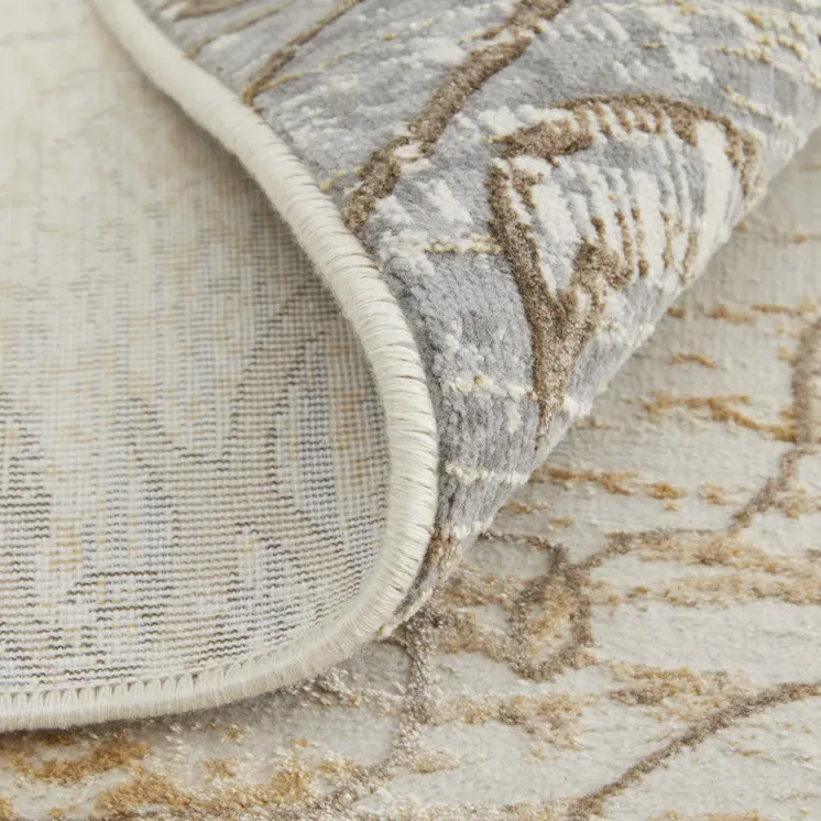 9' X 12' Silver Tan And Gray Floral Power Loom Area Rug