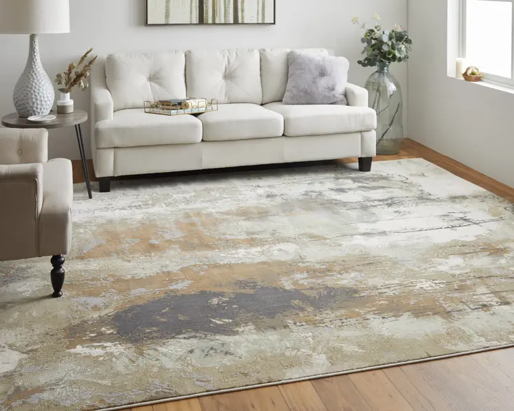 4' X 6' Purple and Orange Abstract Power Loom Area Rug