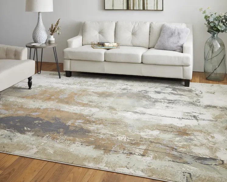 4' X 6' Purple and Orange Abstract Power Loom Area Rug