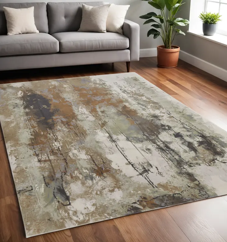 5' X 8' Purple and Orange Abstract Power Loom Area Rug