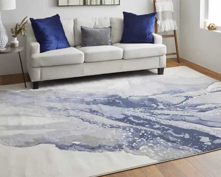 10' X 13' Gray and Ivory Abstract Power Loom Area Rug