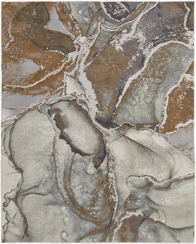 4' X 6' Gray and Brown Marble Power Loom Area Rug