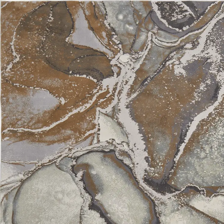 12' X 15' Gray and Brown Marble Power Loom Area Rug