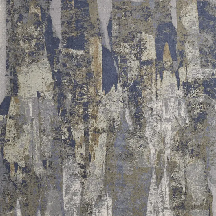 12' X 15' Blue Gray And Tan Abstract Power Loom Distressed Area Rug