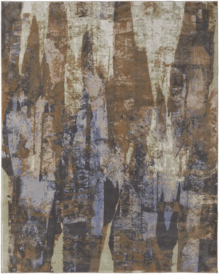 4' X 6' Blue and Ivory Abstract Power Loom Distressed Area Rug