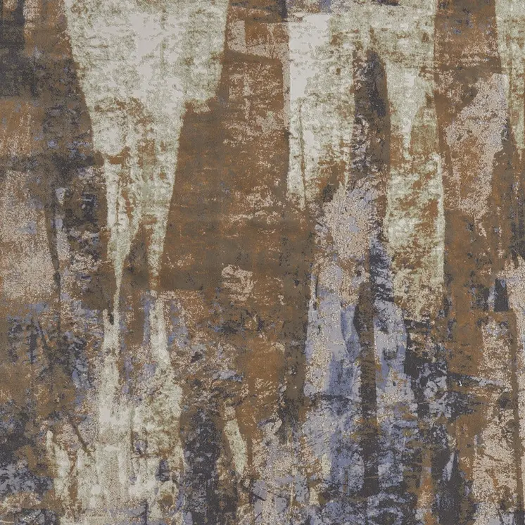 4' X 6' Blue and Ivory Abstract Power Loom Distressed Area Rug