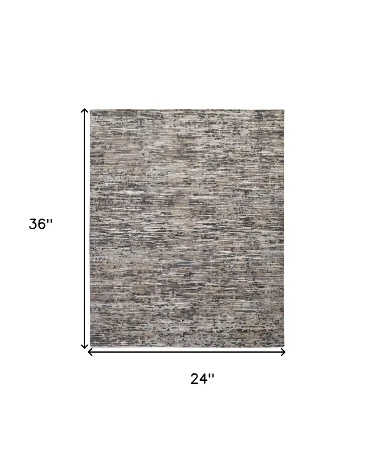 2' X 3' Gray Wool Abstract Hand Knotted Area Rug