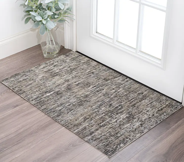 2' X 3' Gray Wool Abstract Hand Knotted Area Rug