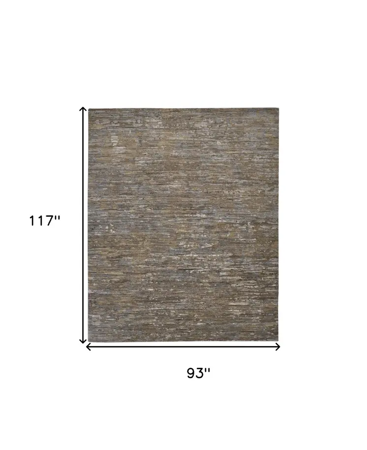8' X 10' Brown And Gray Wool Abstract Hand Knotted Area Rug