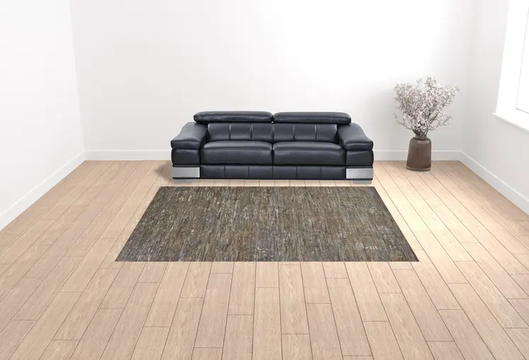 9' X 12' Brown And Gray Wool Abstract Hand Knotted Area Rug