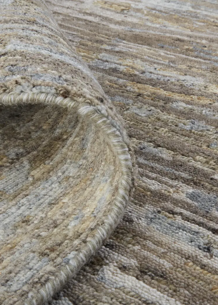 8' Brown And Gray Wool Abstract Hand Knotted Runner Rug