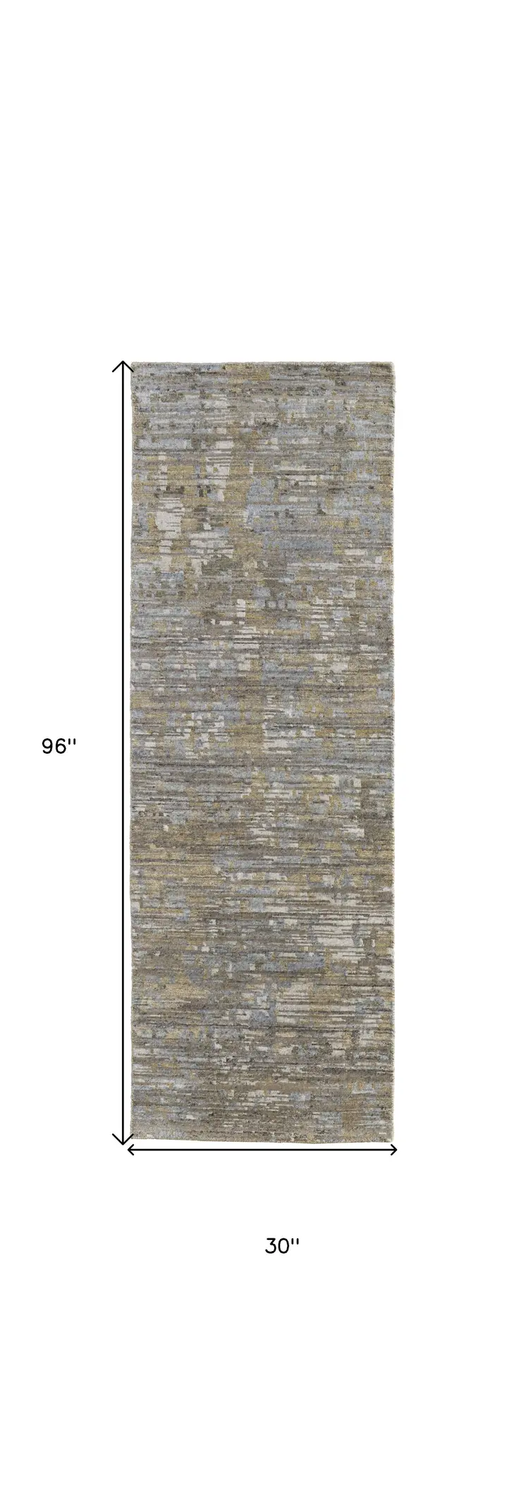 8' Brown And Gray Wool Abstract Hand Knotted Runner Rug