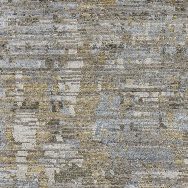 8' Brown And Gray Wool Abstract Hand Knotted Runner Rug