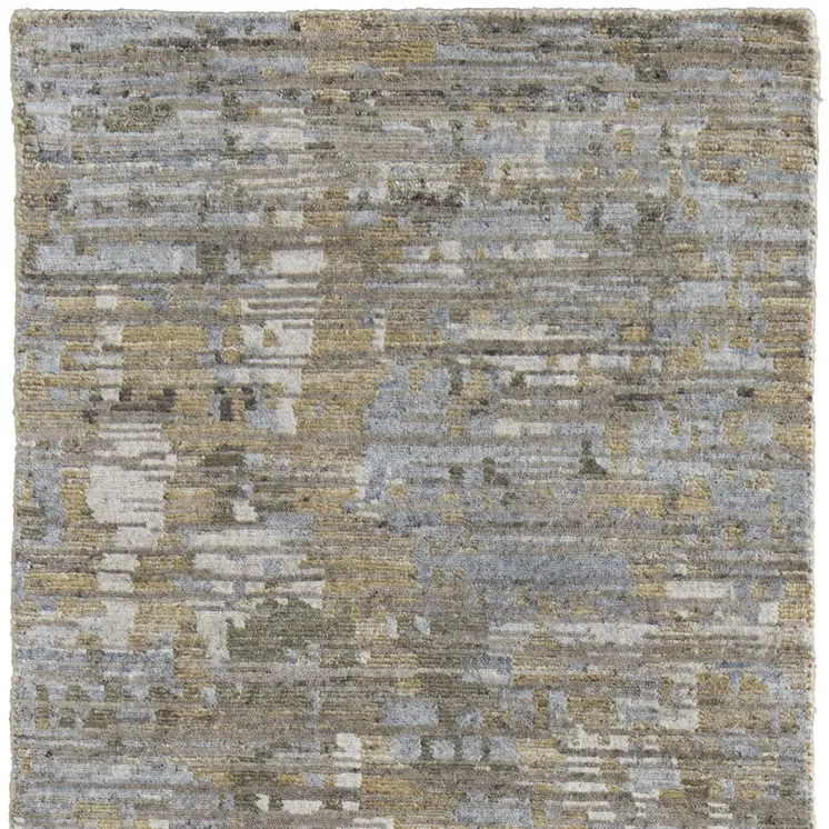 8' Brown And Gray Wool Abstract Hand Knotted Runner Rug