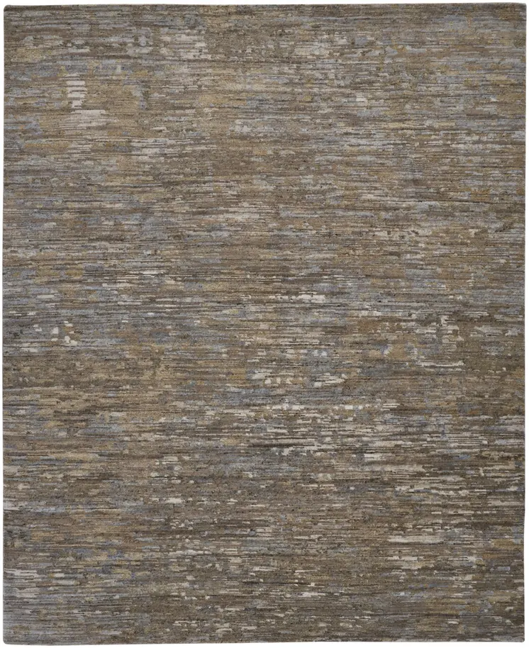2' X 3' Brown and Ivory Wool Abstract Hand Knotted Area Rug