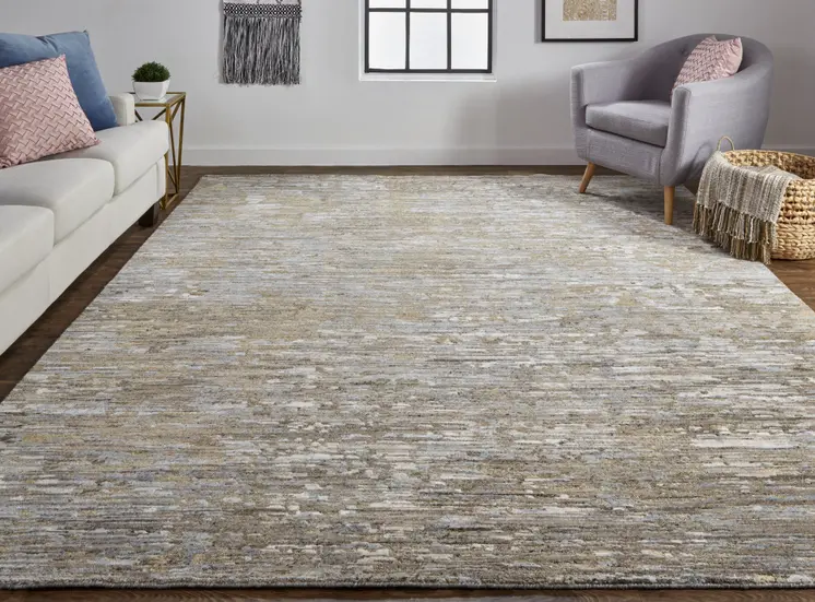 2' X 3' Brown and Ivory Wool Abstract Hand Knotted Area Rug